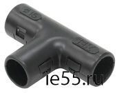 Тройник открывающийся TI20G IEK черный (5 шт/комп)